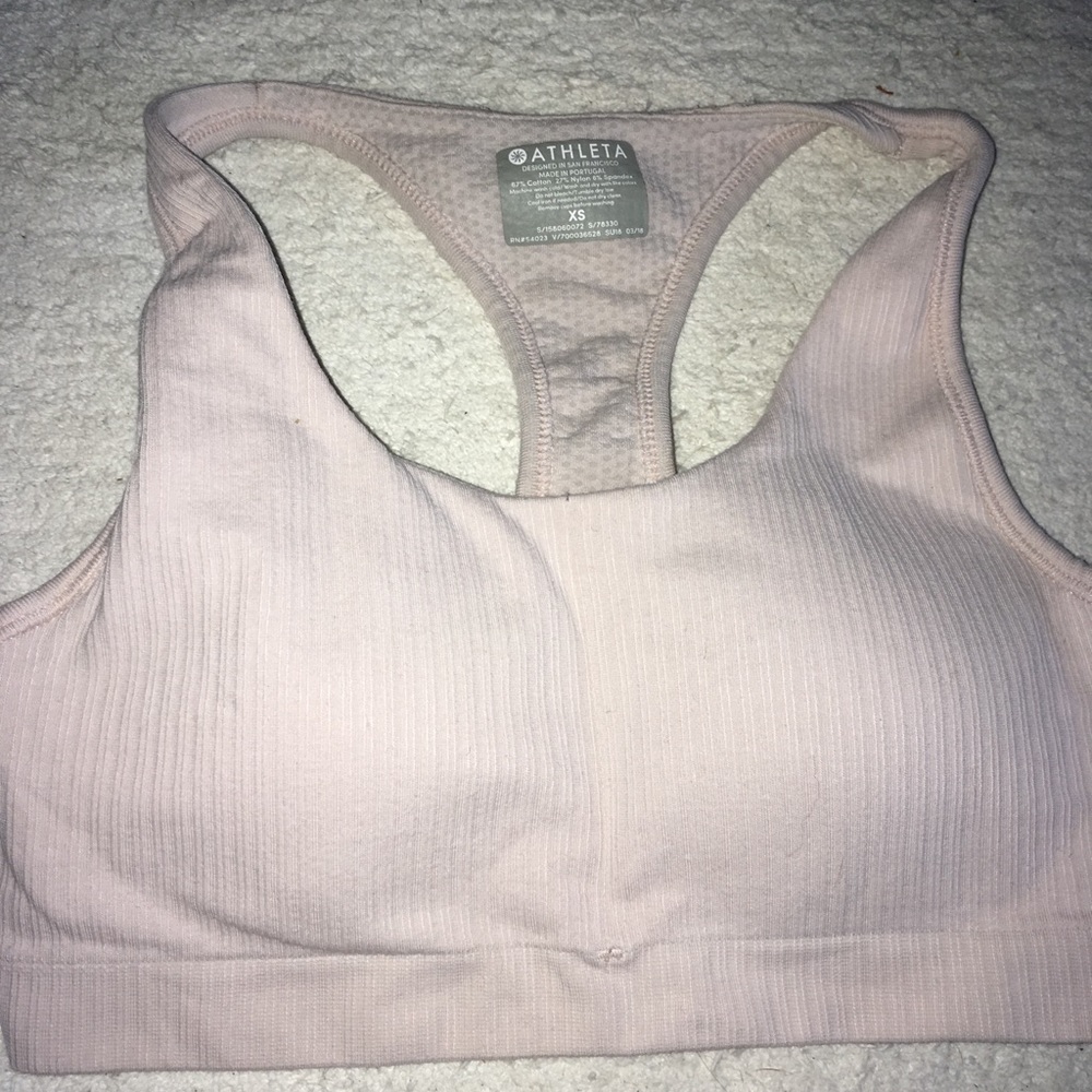 athleta sports bra, pale pink